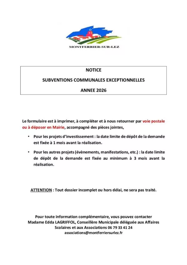 Image du document Demande de subvention exceptionnelle